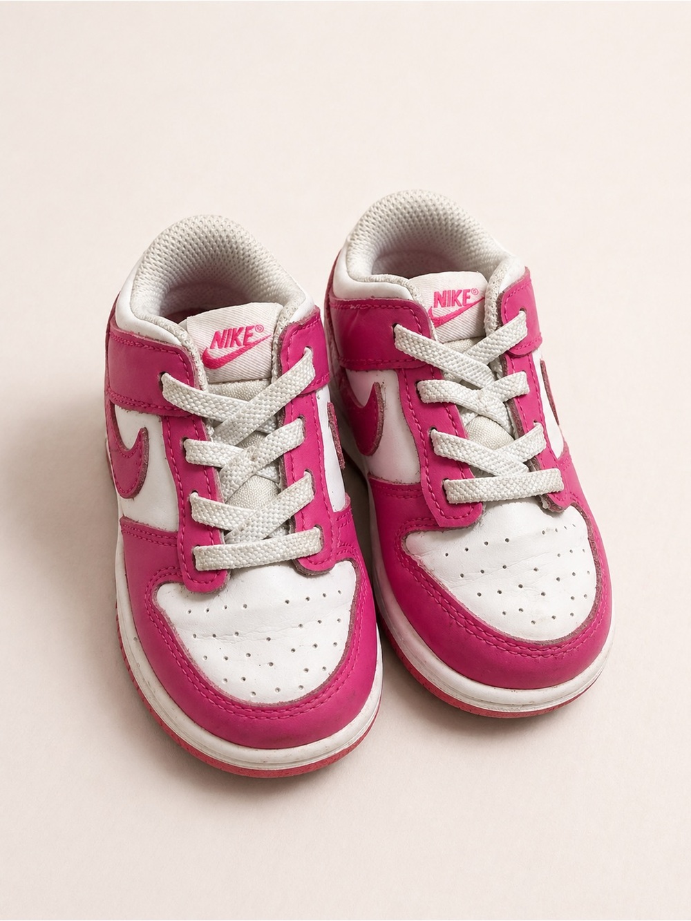 Nike Kids Pink and White Low-Top Sneakers